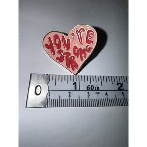 You’re Strong Pink Heart Brooch Pin